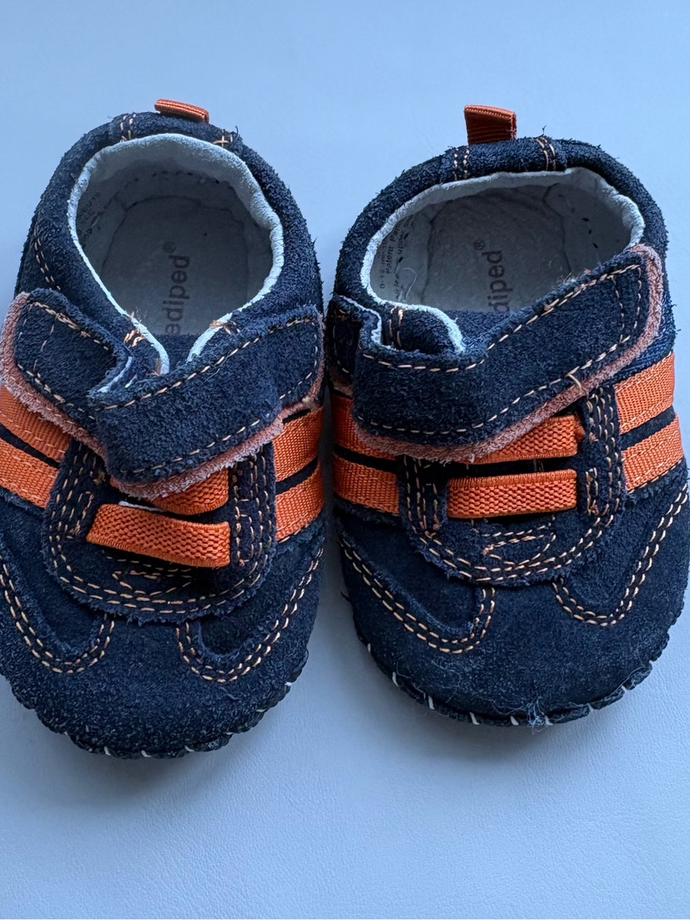 Boys Pediped Navy Blue Leather Sneakers 6-12 months